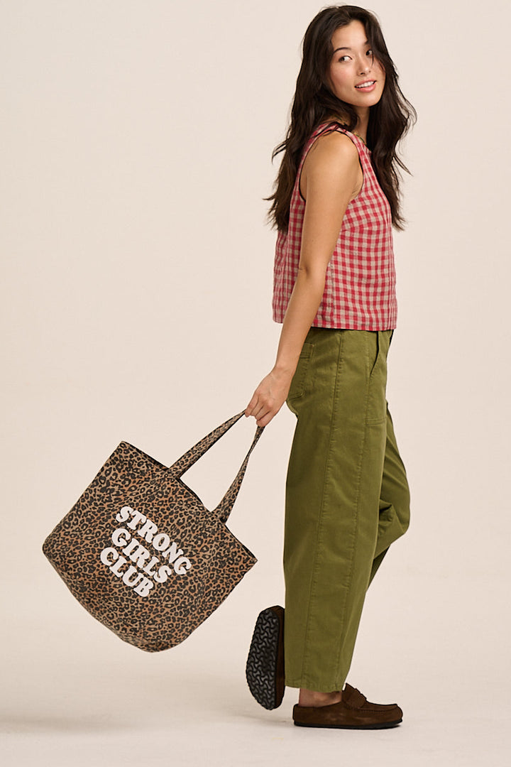 Strong Girls Club Printed Tote Bag  - Leopard