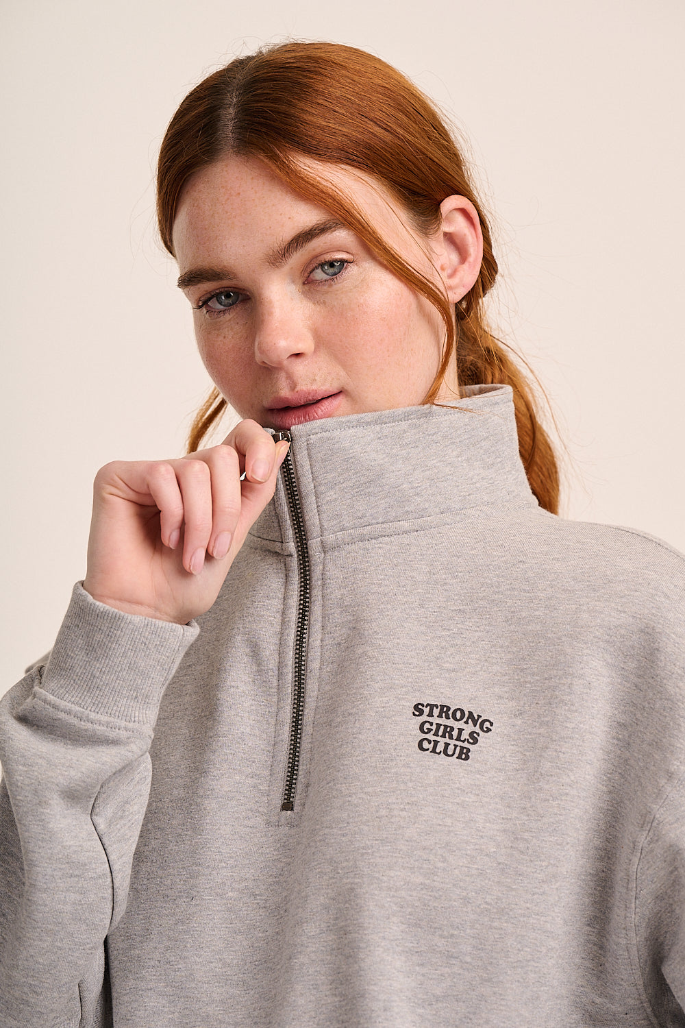 Strong Girls Club Quarter Zip - Grey
