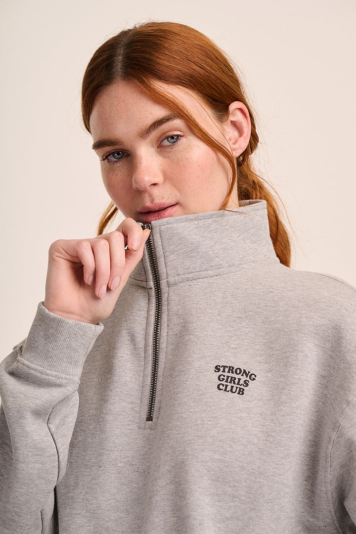 Strong Girls Club Quarter Zip - Grey