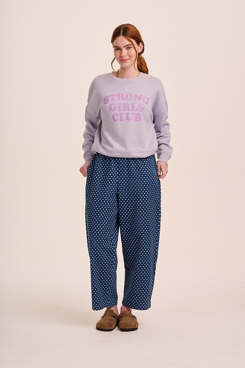 Ottie Denim Trousers - Mid Wash Dotty