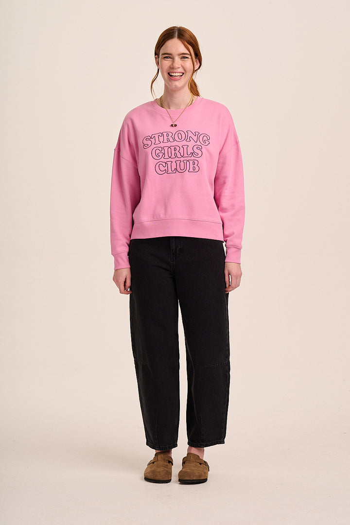 Strong Girls Club Boxy Sweatshirt - Bubblegum Pink