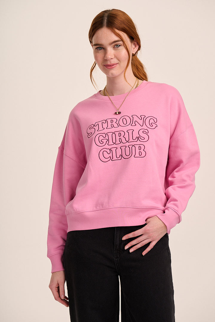 Strong Girls Club Boxy Sweatshirt - Bubblegum Pink