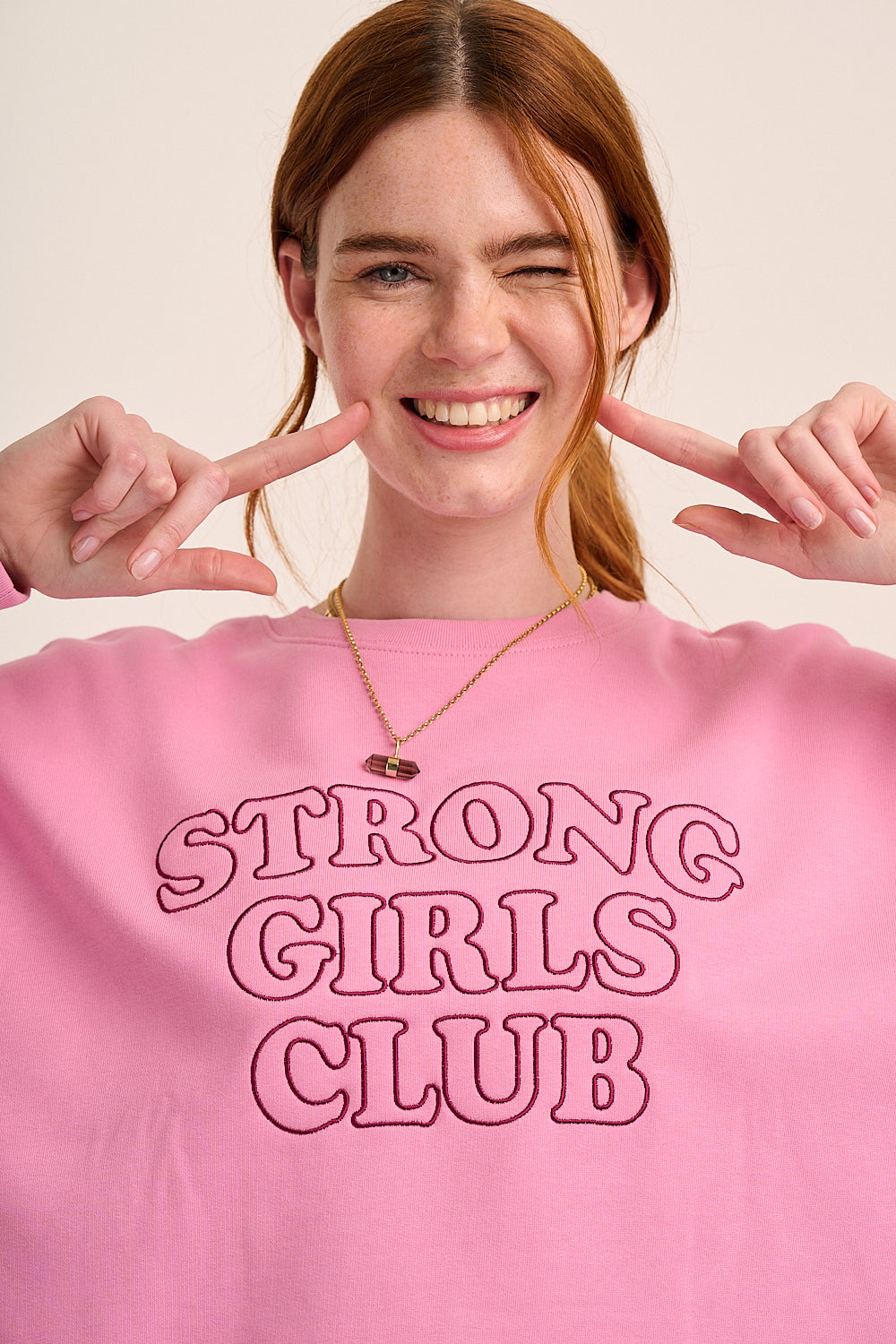 Strong Girls Club Boxy Sweatshirt - Bubblegum Pink