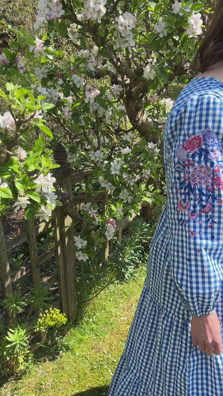 Effie Hydrangea Gingham Maxi Dress