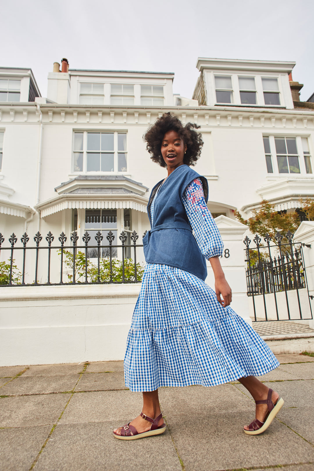 Effie Hydrangea Gingham Maxi Dress