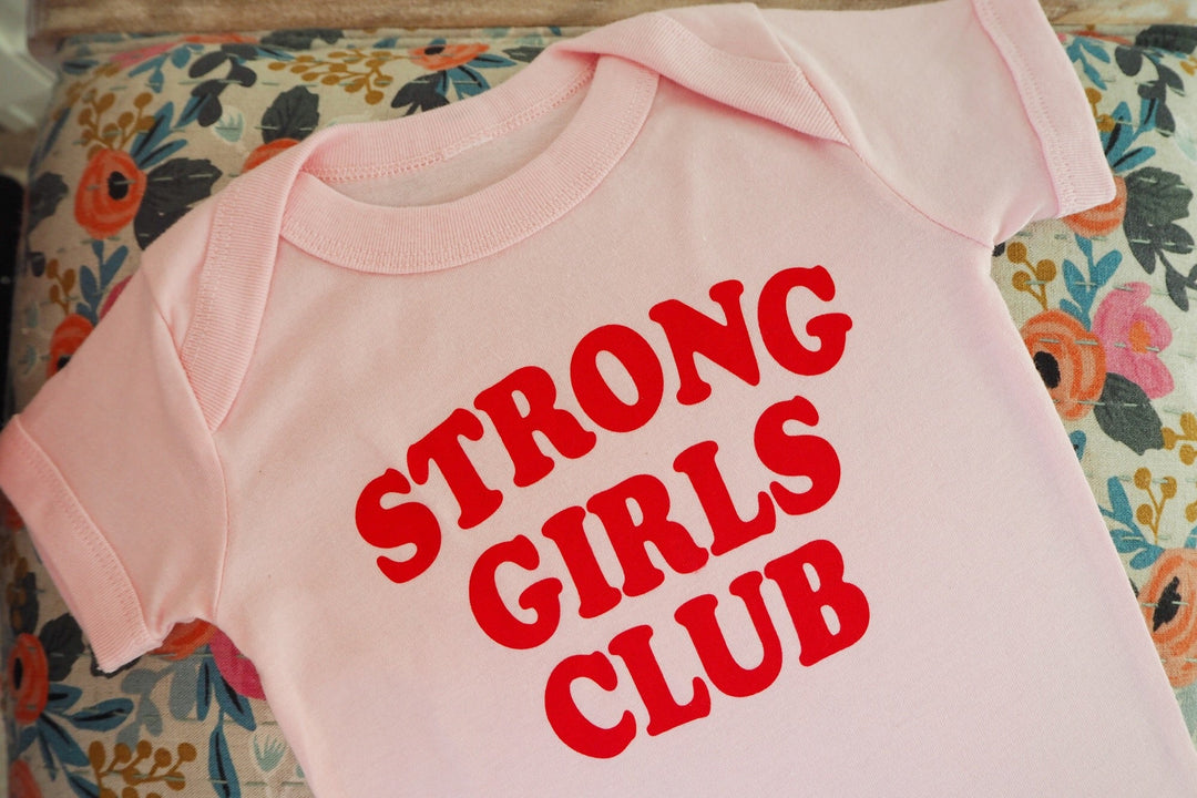 Strong Little Girls Club Pink Babygro