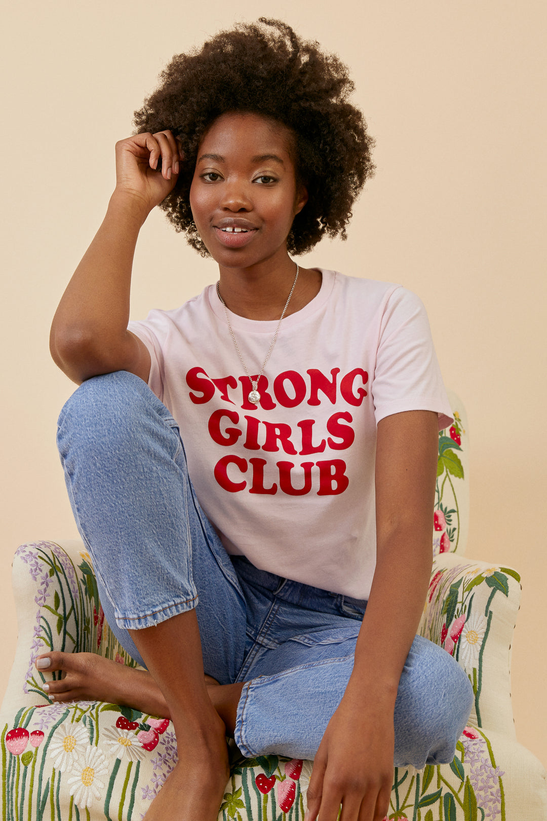 Strong Girls Club Slogan Pink TShirt